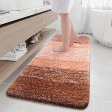 Arotive Microfiber Bathroom Rugs, Shaggy Soft and Absorbent 70" x 24", Orange 
