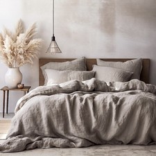 Luxury 100 Pure French Flax Linen Hotel Bedding Eco Soft Breathable All-Season