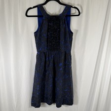 J. Crew Silk Knee Length Dress Women's 0 Blue Zip Back Sleeveless  Lightweight