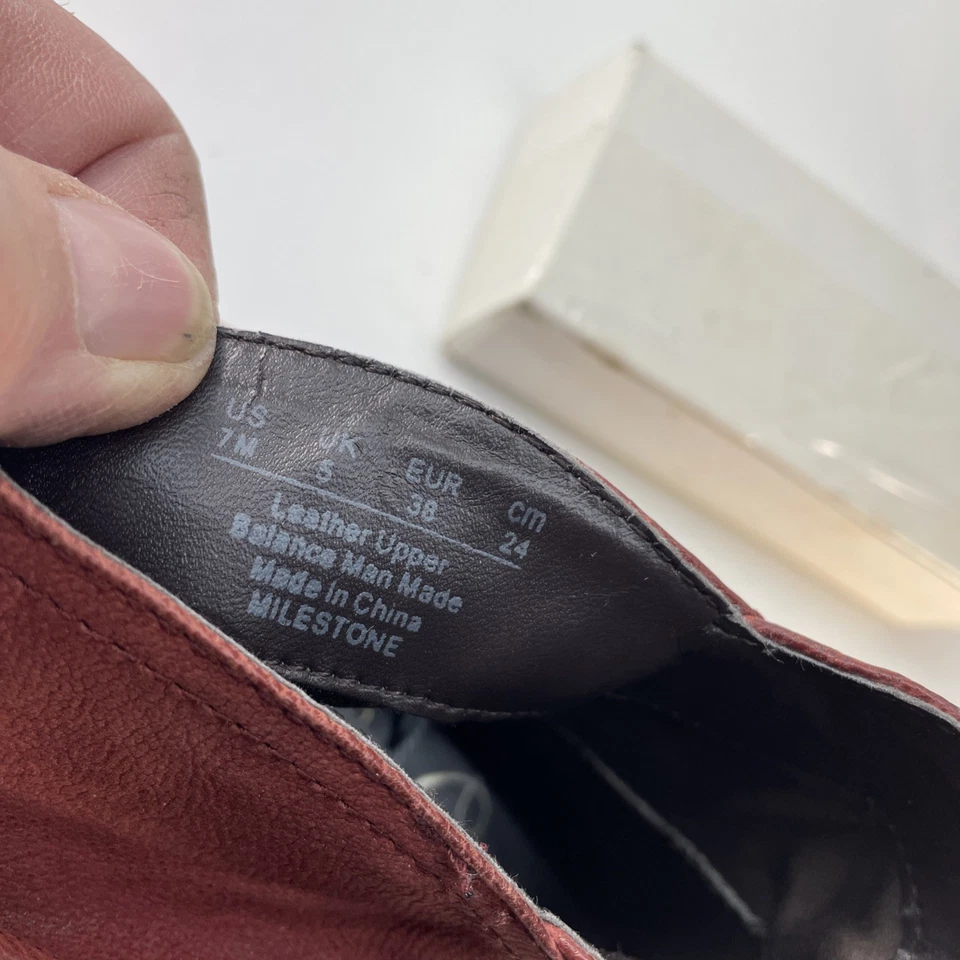 FERGIE Botín Para Mujer 7M Borgoña Rojo Cuero Cremallera Lateral Índigo WesternA/15 Foto 3 de 4