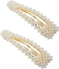 2pcs 3.3" Snap Pearl Large Hair Clips Pins Barrette Ties Hair for Bridesmaid