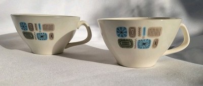 Pair TEMPORAMA Atomic CANONSBURG Pottery Coffee Tea Cups. Set of Two