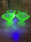 Vintage Federal Glass Footed Sherbet Cup Hostess Green Uranium UV