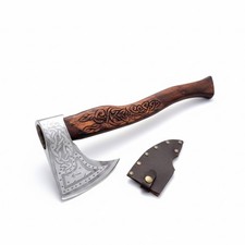Viking Bearded Axe 15" Hand Forged Carbon Steel Celtic Handle Sheath Gift Him