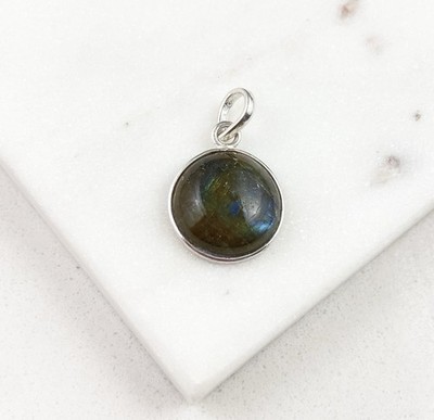925 Sterling Silber grüner Labradorit Edelstein Boho Anhänger 