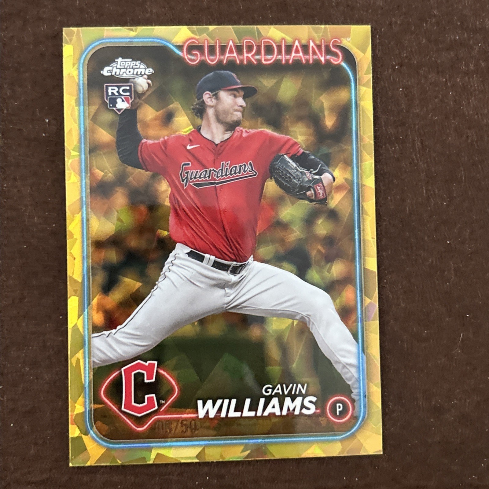 Gavin Williams 2024 Topps Chrome RC Sapphire GOLD REFRACTOR 32/50 #242 Raw RC