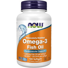 NOW Foods Omega-3 Fish OIl, 1000 mg, 100 Softgels