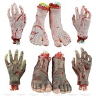 Scary  Halloween Bloody Hands Feet Zombie Skinned Arm Skeleton Prop Body Parts