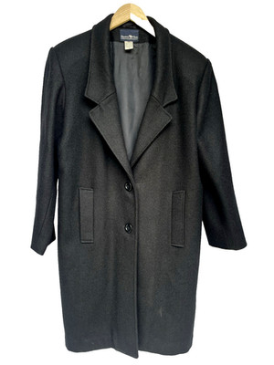 VTG HUNTERS RUN Women's Black 100% Wool Peacoat Jacket Coat Long Button Size 9