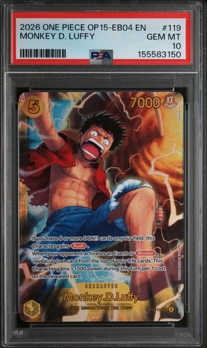 2026 ONE PIECE OP15-EB04-ADVENTURE ON KAMI'S ISLAND #119 MONKEY D. LUFFY PSA 10