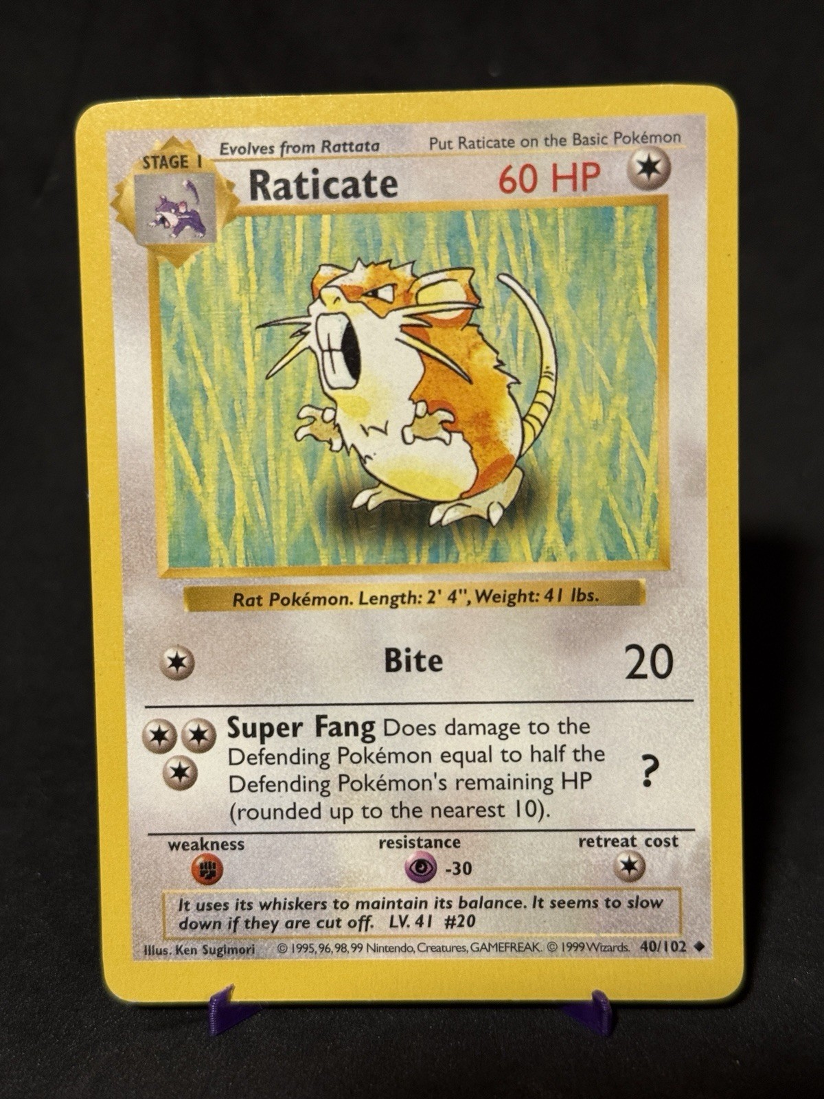 Raticate 040/102 Base Set (Shadowless) Regular