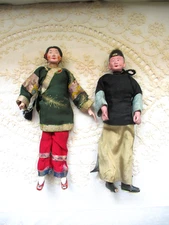 Pair Antique Chinese Opera Dolls Late 19th/Early 20th Cent