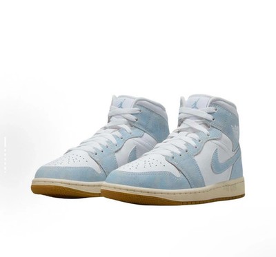 Nike Air Jordan 1 Mid Women's Denim Blue White Casual Shoes HQ2005 100