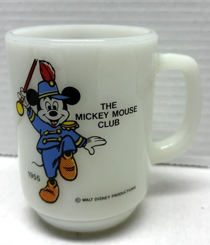 Vintage The Mickey Mouse Club 1955 Milk Glass Disney Mug Pepsi Collector Series