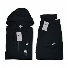 Nike Club Fleece 2 Piece Sweatsuit Mens Size XL Black Outfit Tracksuit NWT