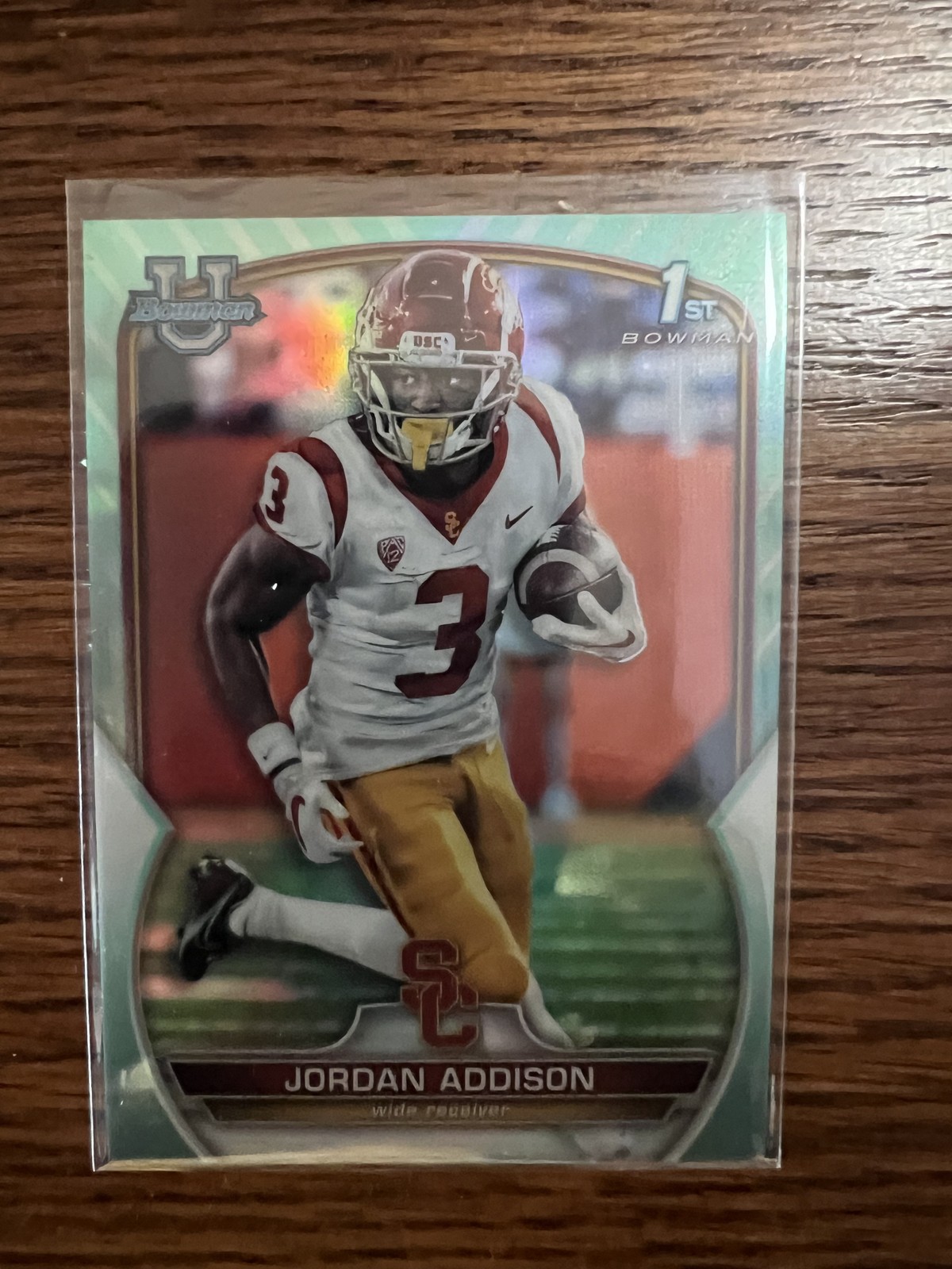 2022 Bowman University Chrome #36 Jordan Addison Aqua Refractor #/299