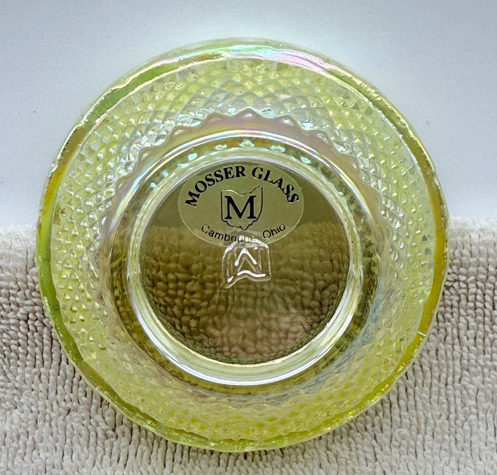 Mosser Painted Flowers with Uranium Base Fairy Lamp Hand Painted Signed