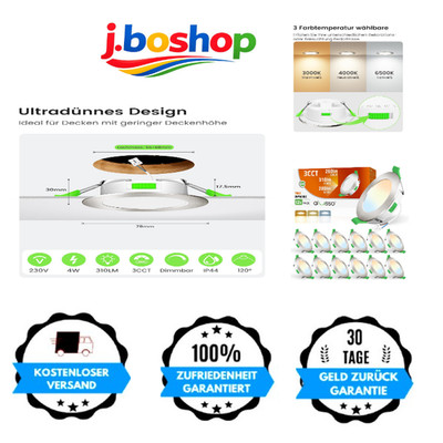 ALUSSO LED Einbaustrahler 230V Dimmbar 68mm 4