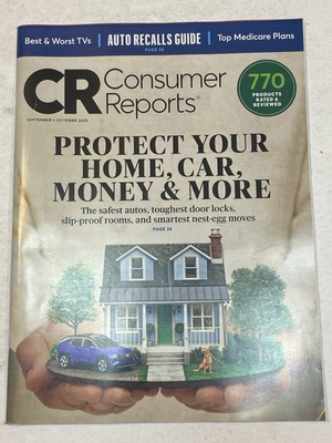 #ad Consumer Reports Magazine Sep Oct 2025 Protect Your Home Car Money Nest Egg Move $9.99