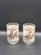 Libby Juice 6oz  Partridge Quail Bolero Juice Tumbler Glasses Set Of 2