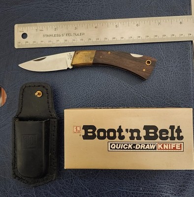 VINTAGE JET AER G96 7001 JAPAN BOOT'N BELT Quick Draw POCKET KNIFE w/pouch