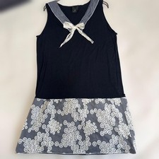 Anna Sui Made in America Sleeveless Embroidered Black Dress Size M Japan