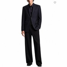 1,195 Giorgio Armani Collezioni G LINE Herringbone Wool Navy Slim Blazer 42