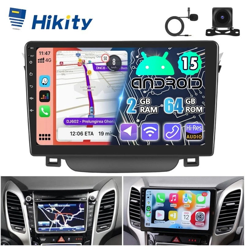 HIKITY Carplay Android Autoradio Für Hyundai i30 GD 2012-2016 GPS Navi RDS WIFI Kamera