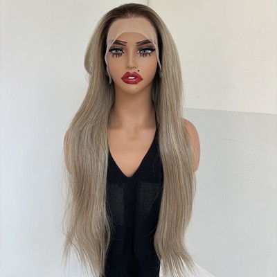 Lace Frontal Wig Synthetic Hair Women Highlight blonde Long Straight