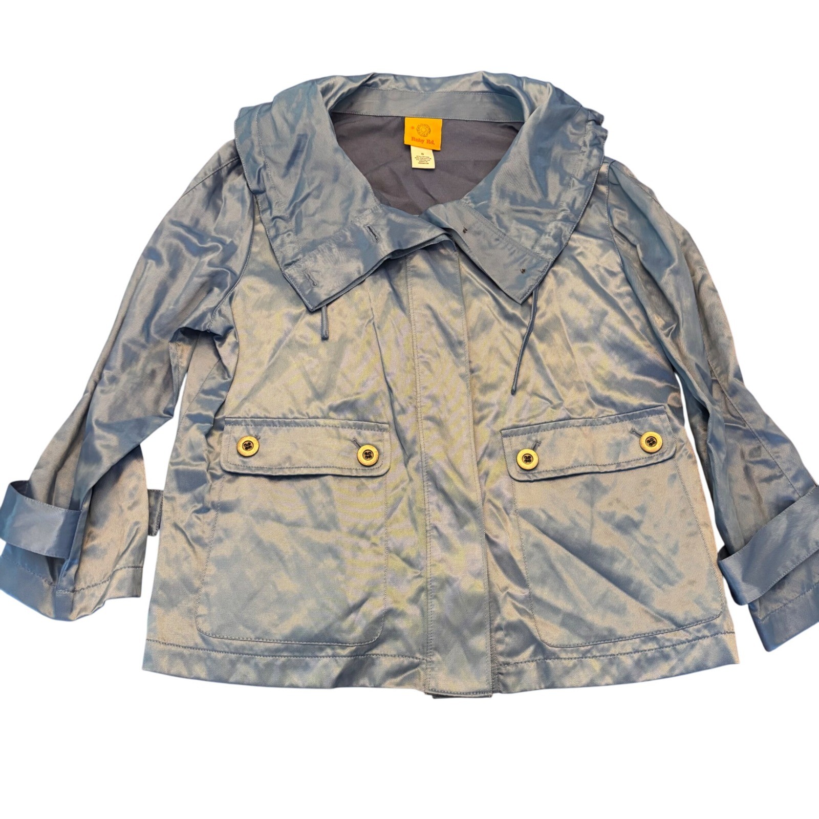 Ruby Rd. Size 8 Blue Metallic Jacket Lightweight … - image 1