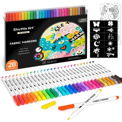 28 Colors Fabric Markers, Shirt Permanent Markers for Clothes Sneakers Jeans ...
