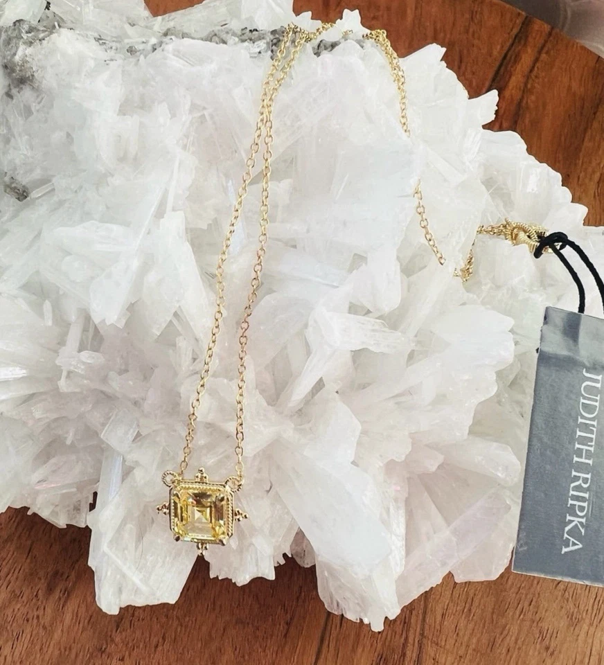 Colar pingente angélica cristal canário folheado a ouro 14K Judith Ripka novo com etiquetas - Imagem 3 de 4