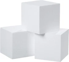 3 Pack 5x5x5 Inch Craft Foam Blocks Polystyrene Square Foam Cubes for Arts