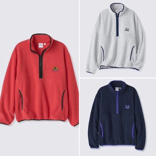Half-Zip Fleece Pullover Pokemon Gu Kawaii From Japan New NWT Red Navy Gray - product listing photo