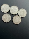 Lot of 5 Morgan Silver Dollars - Various Dates- $1 Silver Coins - Free SHIPPING