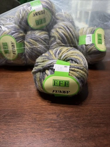 Lot of 12 balls of Olive Grey Charcoal Multi FUNKY Chunky knitting yarn #40 - product listing photo