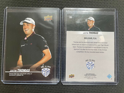 2022 UPPER DECK GAME DATED MOMENTS JUSTIN THOMAS WINS THE MATCH UD