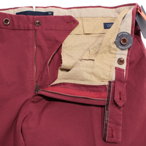 Incotex NWT Chinos / Casual Pants Sz 52 (US 36) Tight Fit IceCotton in Solid Red - Picture 6 of 12