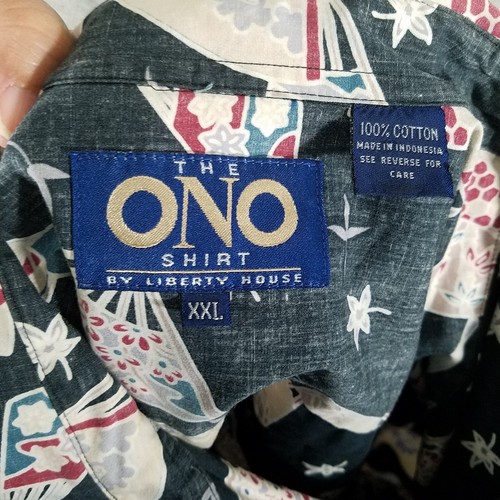 The Ono Shirt By Liberty House Mens XXL Blue Folding Fan Design Aloha Hawaiian - Picture 5 of 8