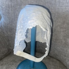 Antique doll large white decorative Hat Bonnet