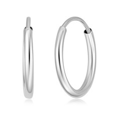 Wellingsale 14k White Gold 1.5mm Endless Classic Hoop Earrings x mm 