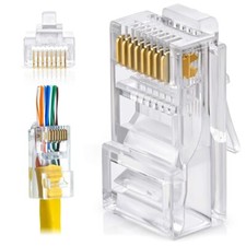 CAT6 RJ45 Pass Through Modular Plug Network Cable Connector End 8P8C CAT5 US