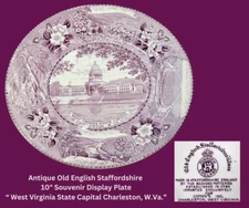 Antique English Staffordshire Purple Transferware Display Plate-CHARLESTON W.Va.