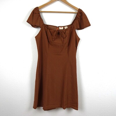 Levi's Mini Dress Women's Size L Brown Black Gingham Boho Casual | eBay