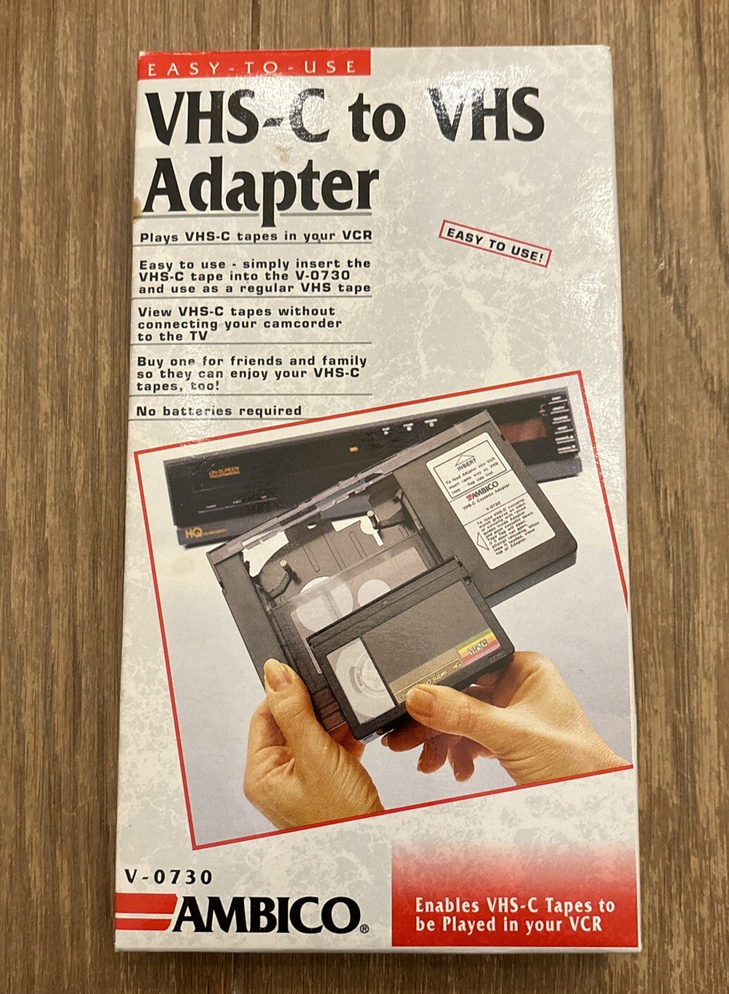 Ambico Camcorder VHS-C To VHS Cassette Tape Adapter V-0730 1998 Easy to use-image