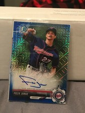  2017 Bowman Chrome Prospect Autographs Blue Mega Refractors Felix Jorge! fb9!