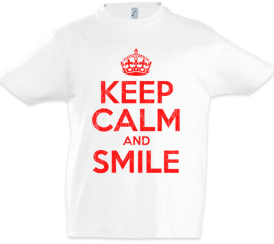 Keep Calm And Smile Kids Boys T-Shirt Fun Smile Smiling Laugh Comedy