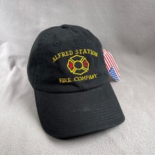 Bayside Hat Mens Adjustable Black Strapback Cap Alfred Station Fire USA Made