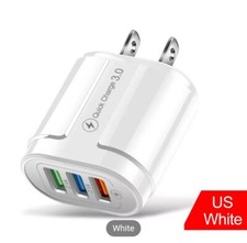 Fast Power Mobile Phone Charger QC3.0 3 Port Usb 5V 2A 10W US Plug