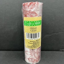 Crafter's Square Decorative Mesh Ribbon 6" x 3 yards Clear w/ Red Floral